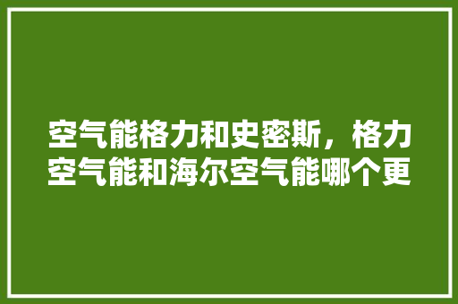 空气能格力和史密斯，格力空气能和海尔空气能哪个更好