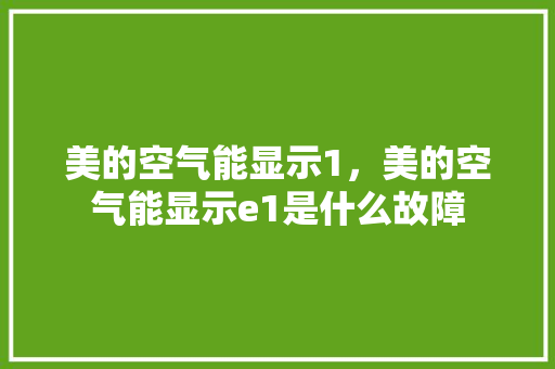 美的空气能显示1，美的空气能显示e1是什么故障 汽车维修