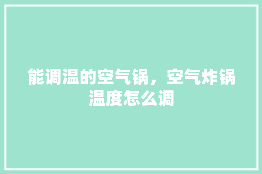 能调温的空气锅，空气炸锅温度怎么调