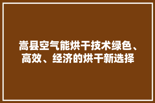 嵩县空气能烘干技术绿色、高效、经济的烘干新选择