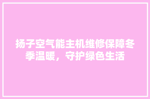扬子空气能主机维修保障冬季温暖，守护绿色生活