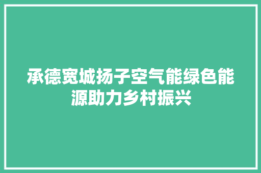 承德宽城扬子空气能绿色能源助力乡村振兴