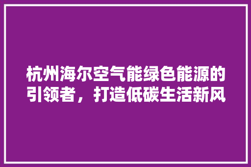 杭州海尔空气能绿色能源的引领者，打造低碳生活新风尚