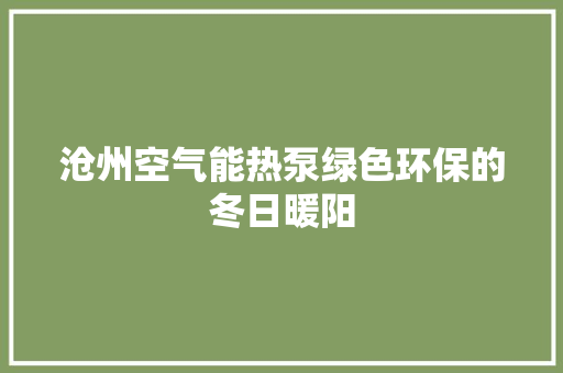 沧州空气能热泵绿色环保的冬日暖阳 家电维修