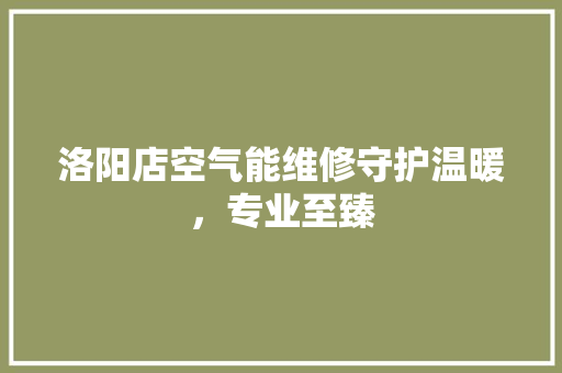 洛阳店空气能维修守护温暖，专业至臻