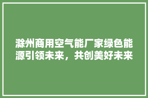 滁州商用空气能厂家绿色能源引领未来，共创美好未来