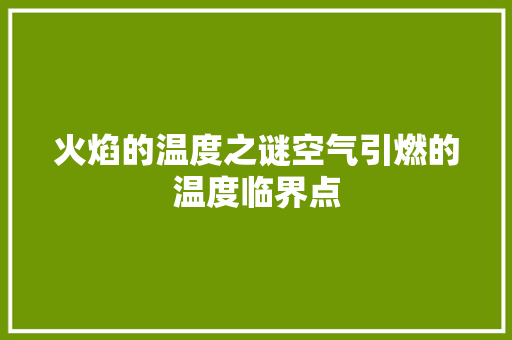 火焰的温度之谜空气引燃的温度临界点