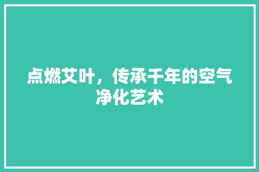 点燃艾叶，传承千年的空气净化艺术