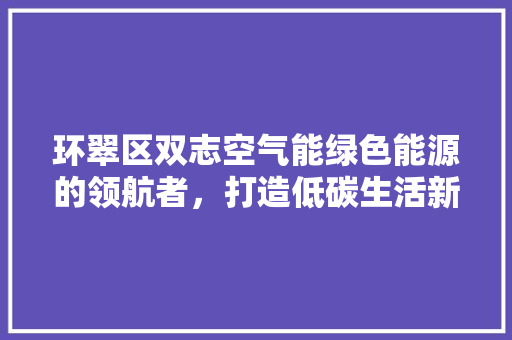 环翠区双志空气能绿色能源的领航者，打造低碳生活新篇章