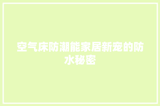 空气床防潮能家居新宠的防水秘密