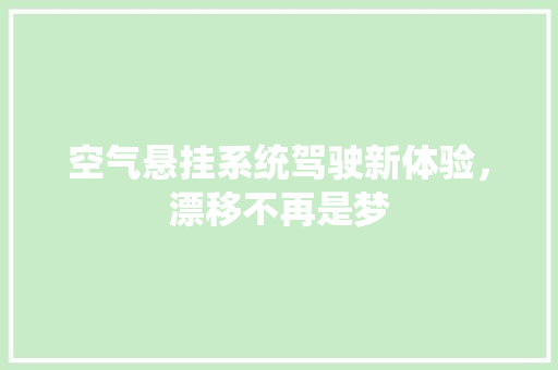 空气悬挂系统驾驶新体验，漂移不再是梦