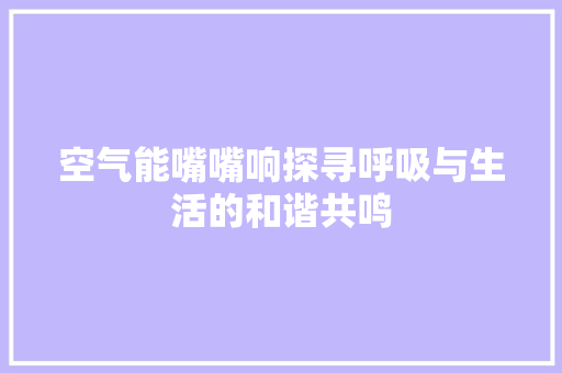 空气能嘴嘴响探寻呼吸与生活的和谐共鸣