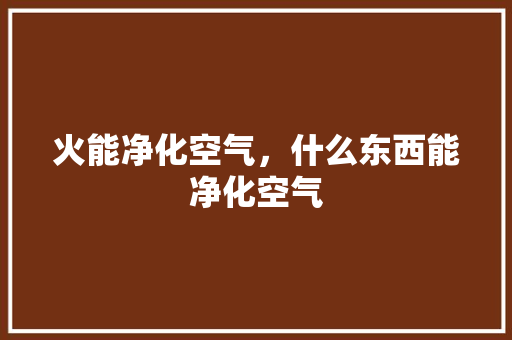 火能净化空气，什么东西能净化空气