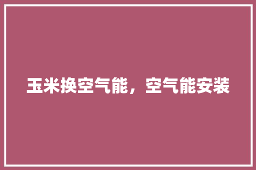 玉米换空气能，空气能安装