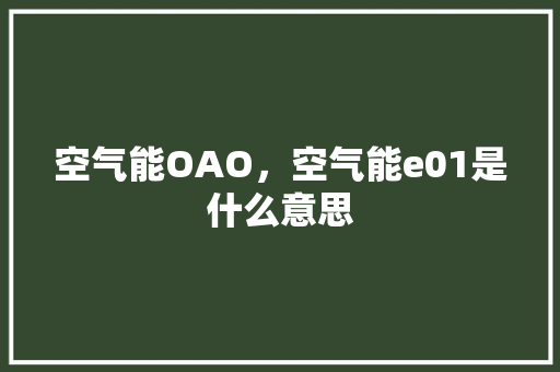 空气能OAO，空气能e01是什么意思 家电维修