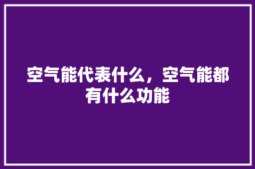 空气能代表什么，空气能都有什么功能