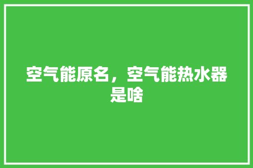 空气能原名，空气能热水器是啥