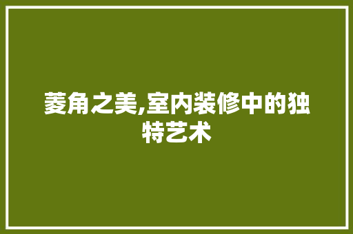 菱角之美,室内装修中的独特艺术 菱角之美,室内装修中的独特艺术 汽车维修