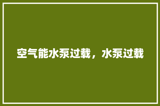 空气能水泵过载，水泵过载