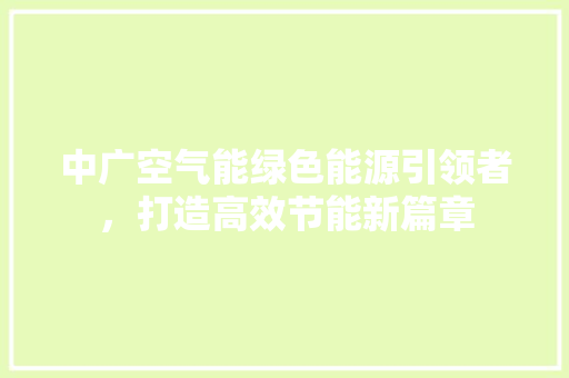 中广空气能绿色能源引领者，打造高效节能新篇章 厨房维修