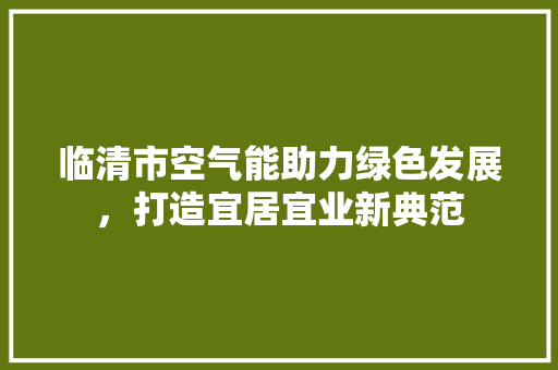 临清市空气能助力绿色发展，打造宜居宜业新典范 墙体维修