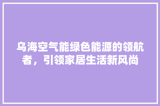 乌海空气能绿色能源的领航者，引领家居生活新风尚 厨房维修