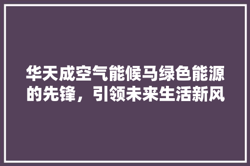 华天成空气能候马绿色能源的先锋，引领未来生活新风尚 家电维修