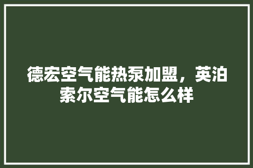 德宏空气能热泵加盟，英泊索尔空气能怎么样