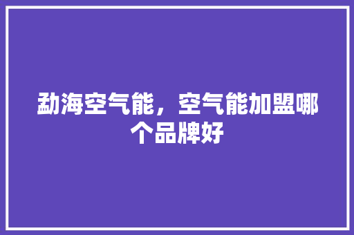 勐海空气能，空气能加盟哪个品牌好