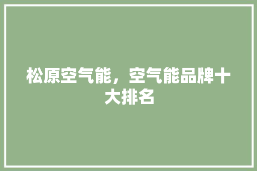 松原空气能，空气能品牌十大排名