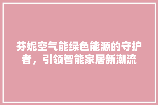 芬妮空气能绿色能源的守护者，引领智能家居新潮流