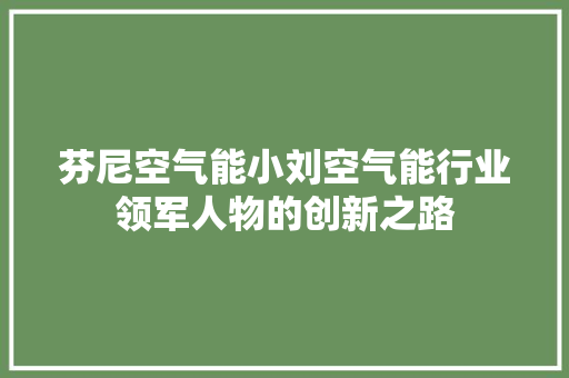 芬尼空气能小刘空气能行业领军人物的创新之路