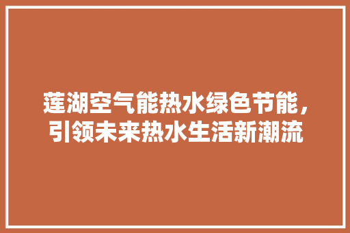 莲湖空气能热水绿色节能，引领未来热水生活新潮流