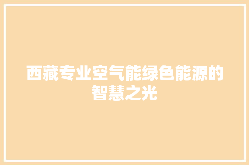 西藏专业空气能绿色能源的智慧之光 厨房维修