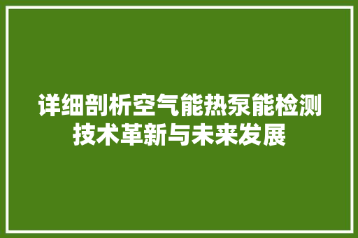 详细剖析空气能热泵能检测技术革新与未来发展