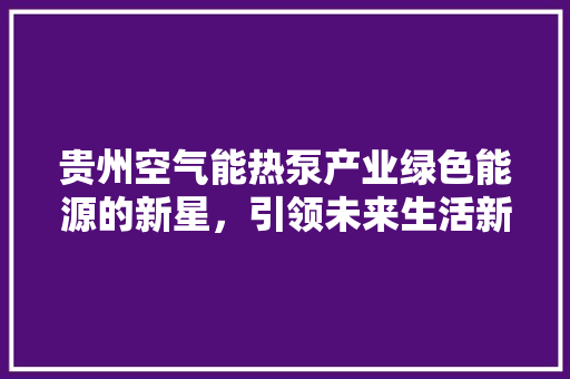 贵州空气能热泵产业绿色能源的新星，引领未来生活新风尚