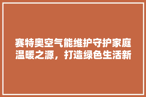 赛特奥空气能维护守护家庭温暖之源，打造绿色生活新篇章