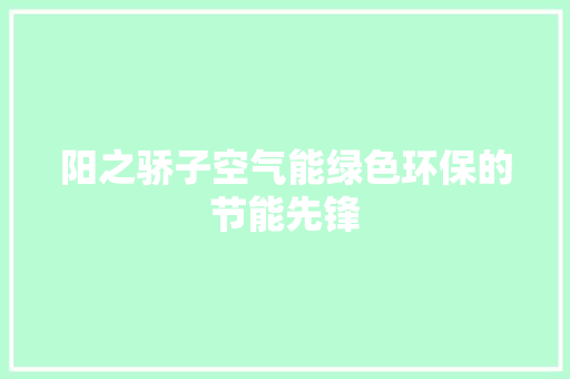 阳之骄子空气能绿色环保的节能先锋