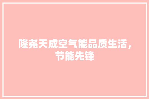 隆尧天成空气能品质生活，节能先锋