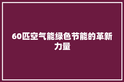 60匹空气能绿色节能的革新力量 家电维修