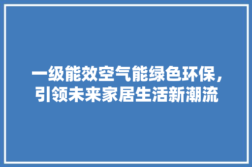 一级能效空气能绿色环保，引领未来家居生活新潮流 综合便民