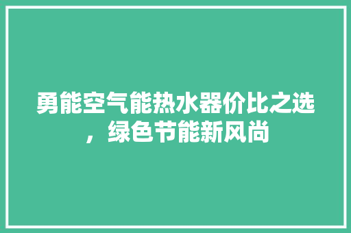 勇能空气能热水器价比之选，绿色节能新风尚