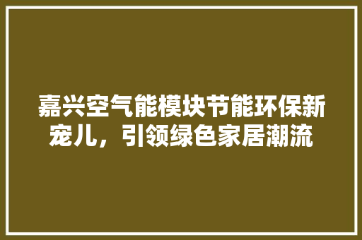嘉兴空气能模块节能环保新宠儿，引领绿色家居潮流