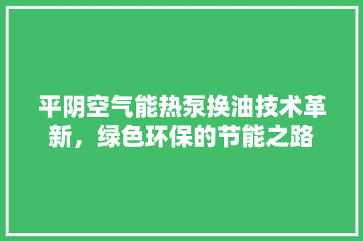 平阴空气能热泵换油技术革新，绿色环保的节能之路