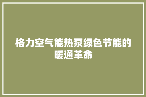 格力空气能热泵绿色节能的暖通革命 厨房维修