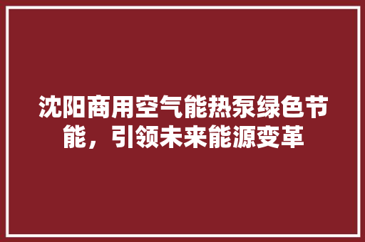 沈阳商用空气能热泵绿色节能，引领未来能源变革