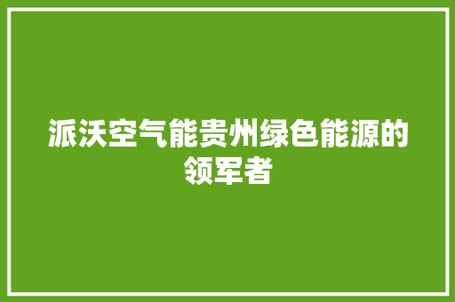 派沃空气能贵州绿色能源的领军者 汽车维修