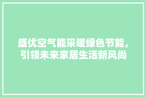 盛优空气能采暖绿色节能，引领未来家居生活新风尚