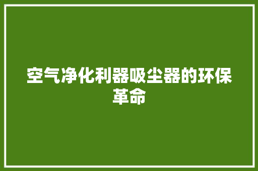 空气净化利器吸尘器的环保革命 汽车维修