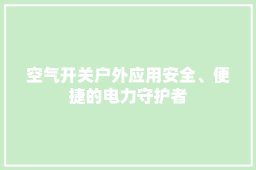 空气开关户外应用安全、便捷的电力守护者 厨房维修